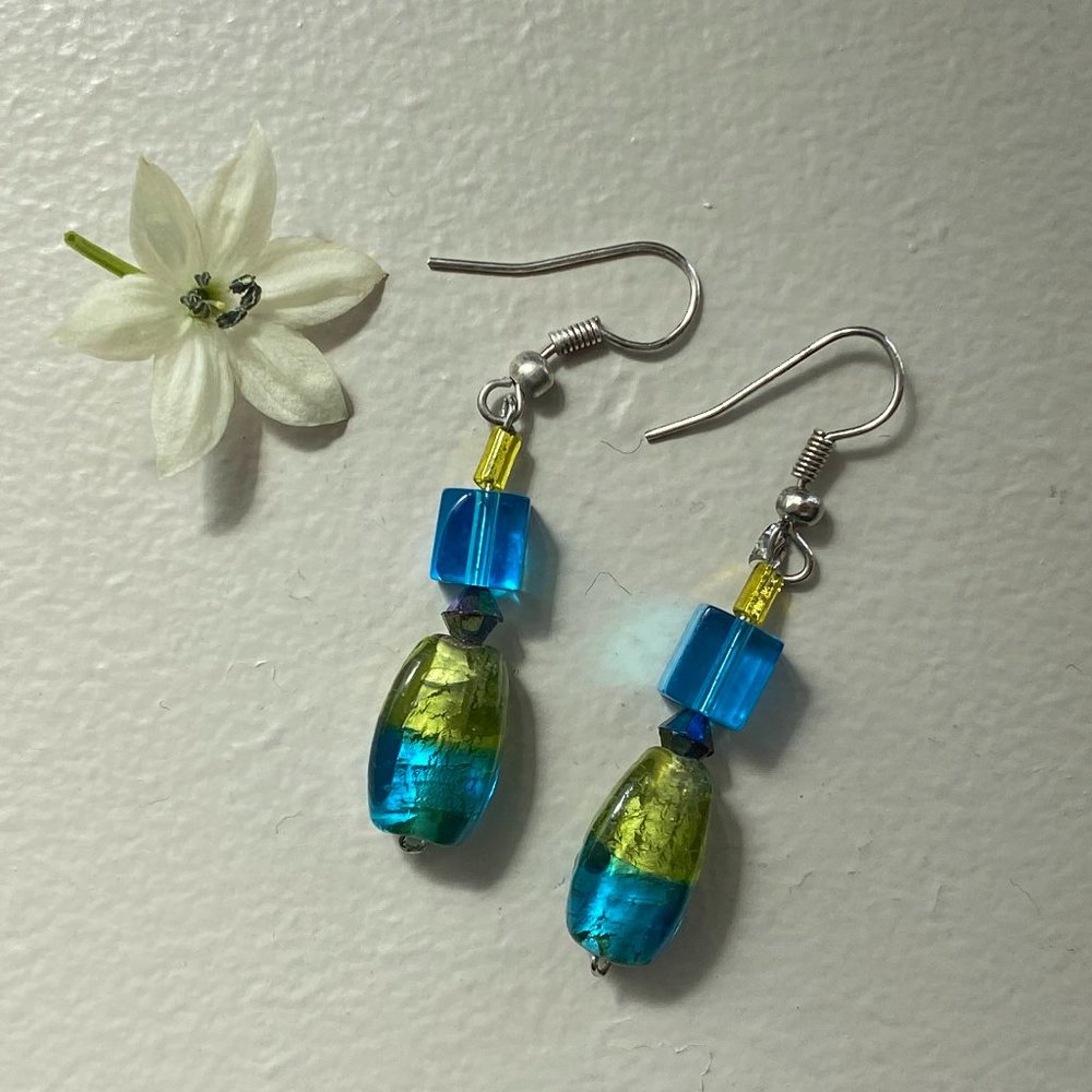 Glass bead earrings - bright and colourful!